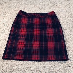 Plaid Straight Wool Skirt